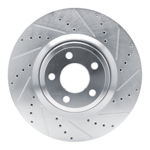 Ford Explorer Brake Rotor (1) - Front Right - R1 Concepts - Drilled & Slotted - Silver - `20-`25